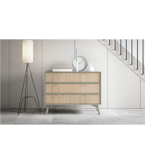 Ensemble meuble TV FOREST couleur Chevrons Scandi / Eucalyptus
